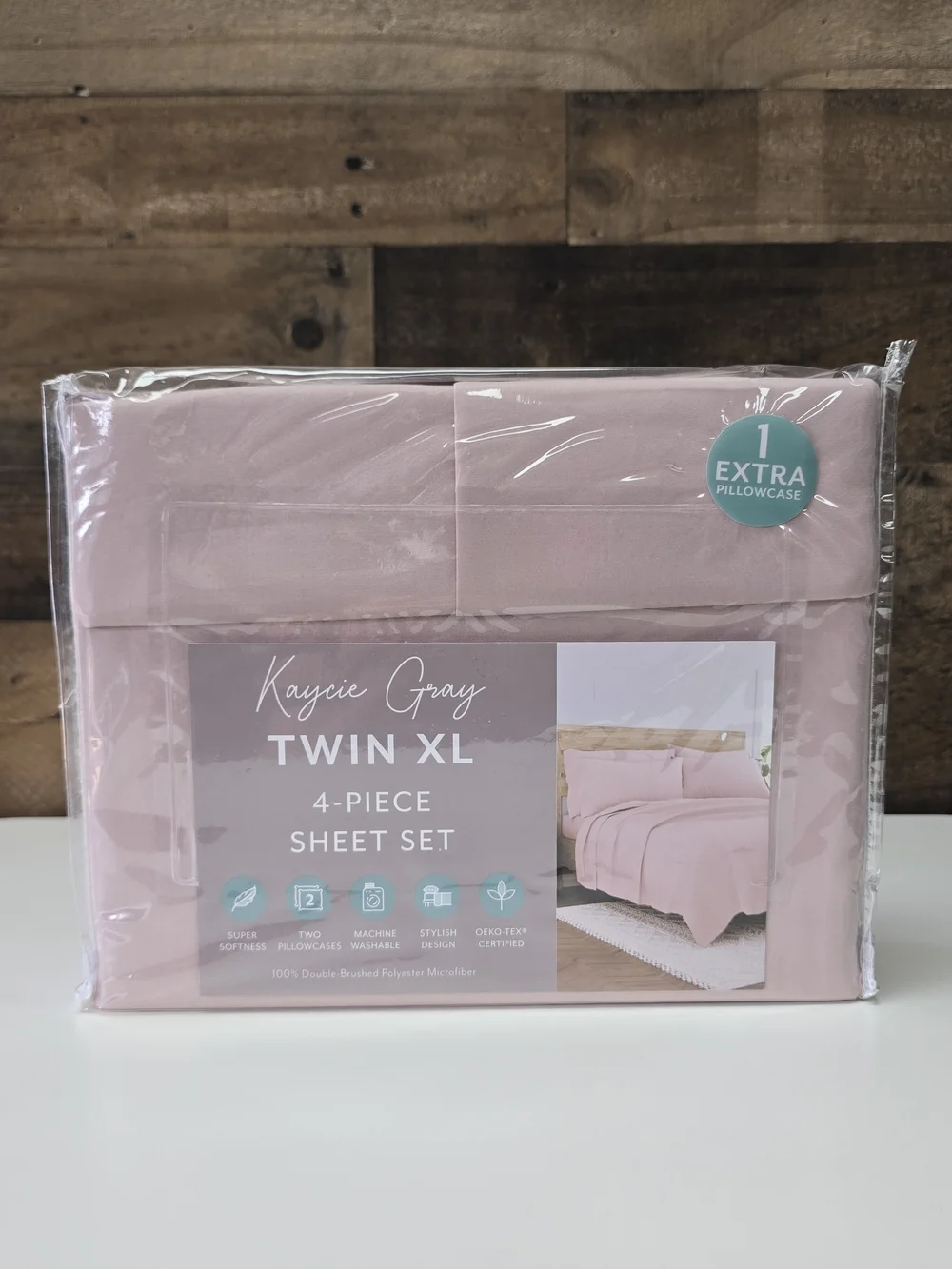 Twin XL 4-Piece Sheet Set in Blush Pink